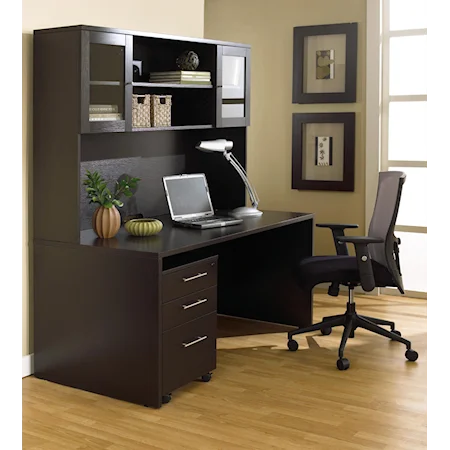 Desk With Hutch and Mobile File Cabinet Pedestal